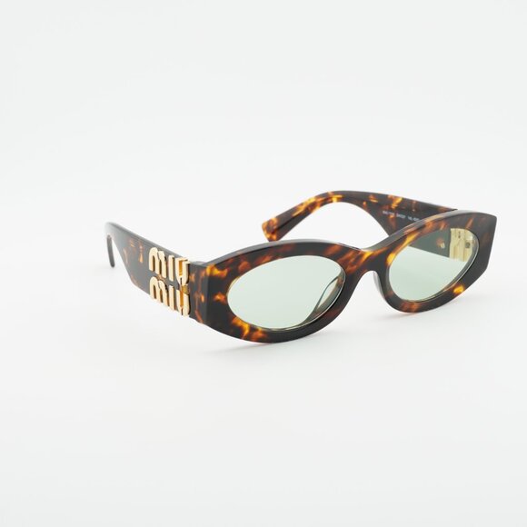 Miu Miu MU11WS 14L50O Sunglasses Honey Havana Oval Frame, Light Green Lenses main image 5